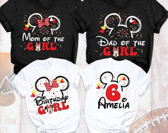 Minnie Mouse Birthday Girl shirt Disney Bday Family Shirts, Disneyland Birthday Squad Mom Shirt, Disneyworld Birthday Outfit Custom Bday Tee