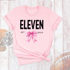 11th Girl Birthday Shirt, Eleven Birthday Bow Shirt, 11th Coquette pink Bow Tee, 11th Birthday Party Shirt, 11 Year Old Birthday Girl Outfit