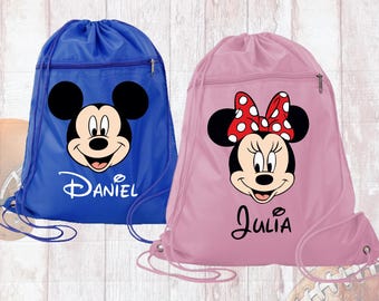 Disney Drawstring Bag Personalized Minnie Mickey Bag, Disneyland bag kids, Custom Disney trip bag kid, Kids Disney Travel Bag, Kids Name Bag