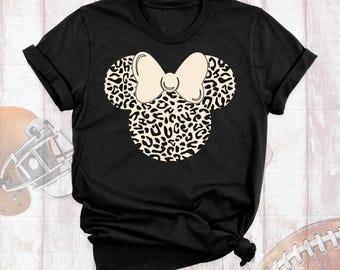 Disney Leopard Minnie Mouse Women Shirt, Disney Inspired Bow Shirt, Cheetah Minnie Tee, Cute Disney Mom Shirt, Animal Print Minnie Tshirt