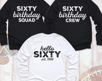 60th Birthday Sleeve Custom Birthday 1966 Sweatshirt, Birthday Crew Men Hoodie, Sixty Years Old Party Outfits, Birthday Squad Women Sweater