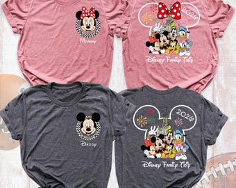 Checkered Disney Family Trip Shirts Mickey Friends Tee Shirt, Matching Disneyworld Shirt, Custom Disney Vacation Shirt, Disneyland Group Tee