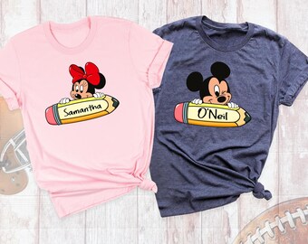 Custom Name Teacher Back to School Shirt, First Day Of School Shirt, Mouse And Friends School Tshirt, Disney School Shirt, Teacher Shirts