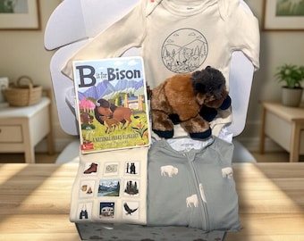National Parks Bamboo Baby Shower Gift Set | B is for Bison