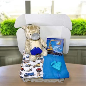 Construction Baby Gift Set: Board Book & Truck Toys 0-3 Months