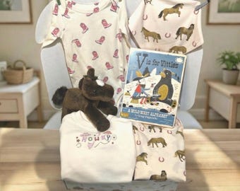 First Rodeo Baby Girl Gift Box, Western Nursery Newborn Care Package