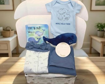 Whale Baby Shower Gift Set: Whale Hello There Gender Neutral Present