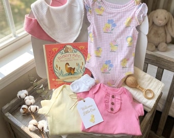 Set regalo per baby shower per bambina con anatroccoli di bambù