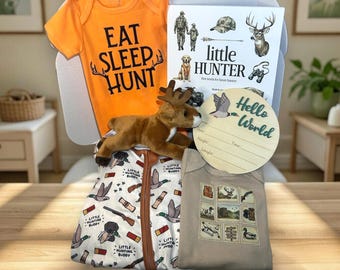 Baby Shower Gift Set | Hunting Woodland Camo Theme, Little Hunter Book, Plush Deer