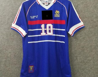 1998 ZIDANE #10 France Home Retro Soccer Jersey Maillot collector équipe de France vainqueur coupe du monde 1998 floquer Zidane #10