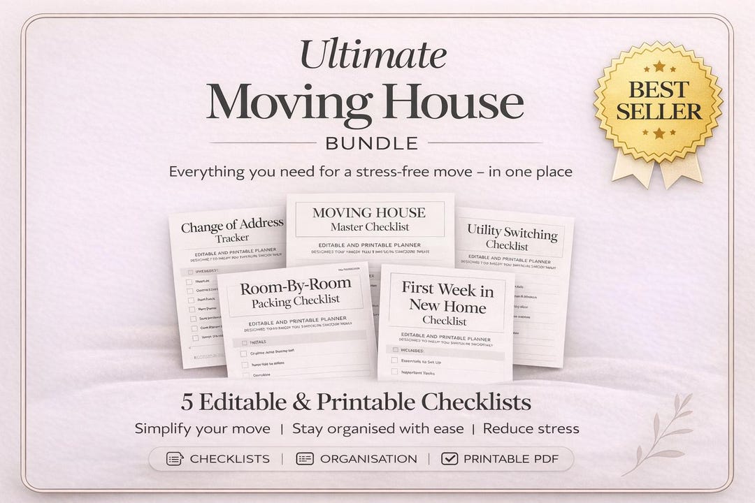 Moving House Planner Bundle | Editable Checklists (PDF Download A4/US ...