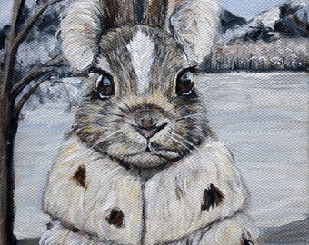 Bunny print, animal art print , rabbit art print, animals in clothes, kids wall art, nursery art, giclee art print bunny painting