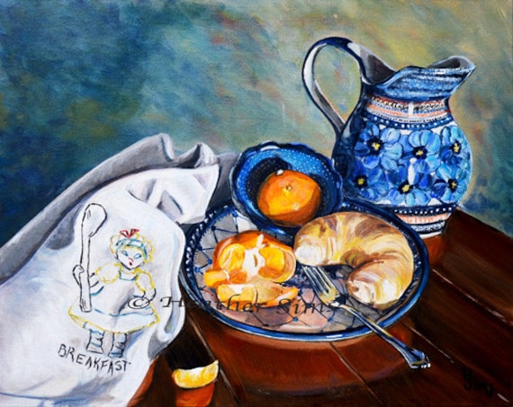 Polish Pottery Pitcher, Still Life Art Print,food Art, Kitchen 