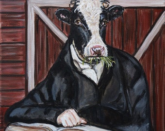 Art de la vache, impression de vache, décor de ferme, animaux dans les vêtements décor de vache, impression de peinture de vache originale, décoration de chambre d’enfants, options de tapis rouge noir