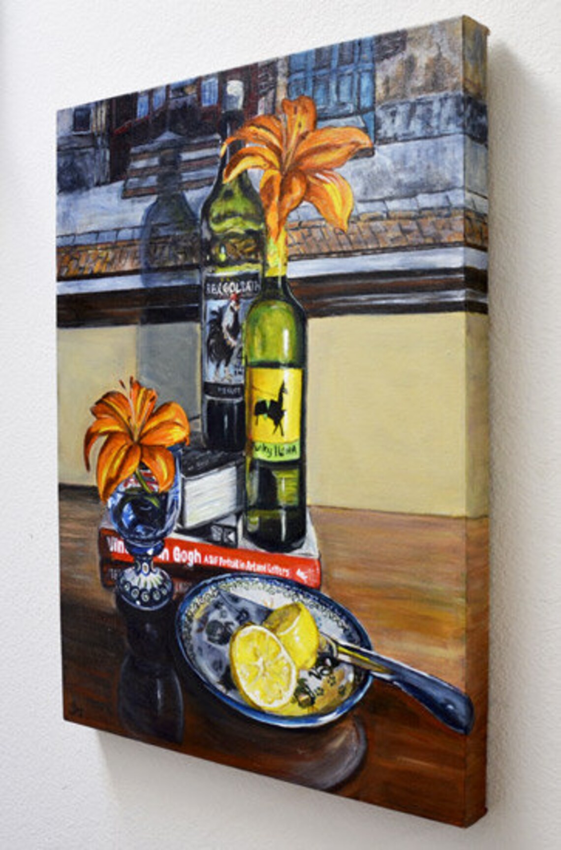 Polish Pottery Wine Art Still Life Artkitchen Artlarge Etsy