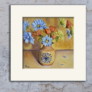 Polish Pottery Vase, Floral Still Life Art for Kitchen Wall Art Print, Colorful Art, Floral Print, Daisies Print Giclee, Heather Sims image 2