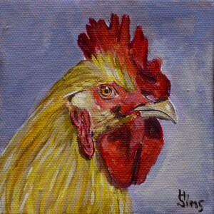 Rooster fine art glicee print, chicken art portrait, chicken decor for farmhouse, gift idea, matting option,  Heather Sims