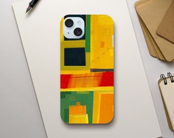 Abstract Modernism Aesthetic Phone Case, Vintage Yellow, Colourful, iPhone 15 14 13 12 11 Pro Max Plus X