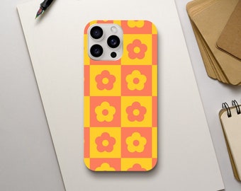 Retro Geometrical Flower Phone Case, Coquette and Preppy Aesthetic, Cute, iPhone 15 14 13 12 11 Pro Max Plus X