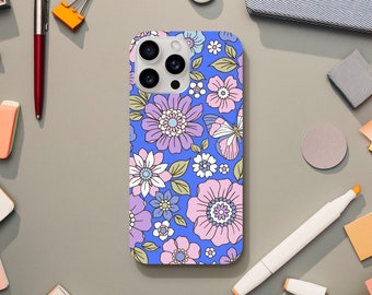 Hippie Flower Power Retro Phone Case, Vintage Cute Aesthetic, iPhone 15 14 13 12 11 Pro Max Plus X