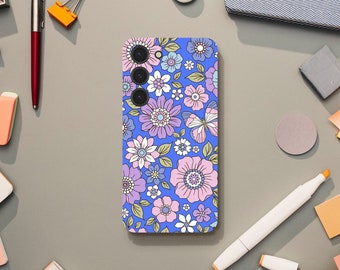 Hippie Flower Power Retro Phone Case, Vintage Cute Aesthetic, Samsung Galaxy S23 S22 S21 S20 Ultra Plus