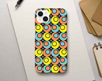 Retro Colourful Cute Aesthetic Phone Case, Geometrical Vintage Design, iPhone 15 14 13 12 11 Pro Max Plus X