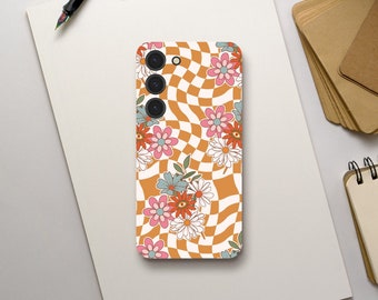 Abstract Groovy Retro 60s 70s Phone Case, Cute Flower Graphic, Samsung Galaxy S23 S22 S21 S20 Ultra Plus