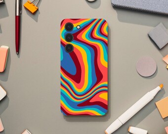 Abstract Psychedelic Rainbow Phone Case, Retro and Groovy Aesthetic, Samsung Galaxy S23 S22 S21 S20 Ultra Plus