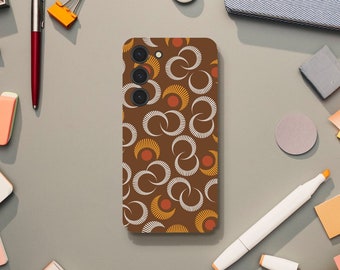 Abstract Brown Moon Phone Case, Retro and Psychedelic Aesthetic, Samsung Galaxy S23 S22 S21 S20 Ultra Plus