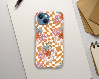 Abstract Groovy Retro 60s 70s Phone Case, Cute Flower Graphic, iPhone 15 14 13 12 11 Pro Max Plus X