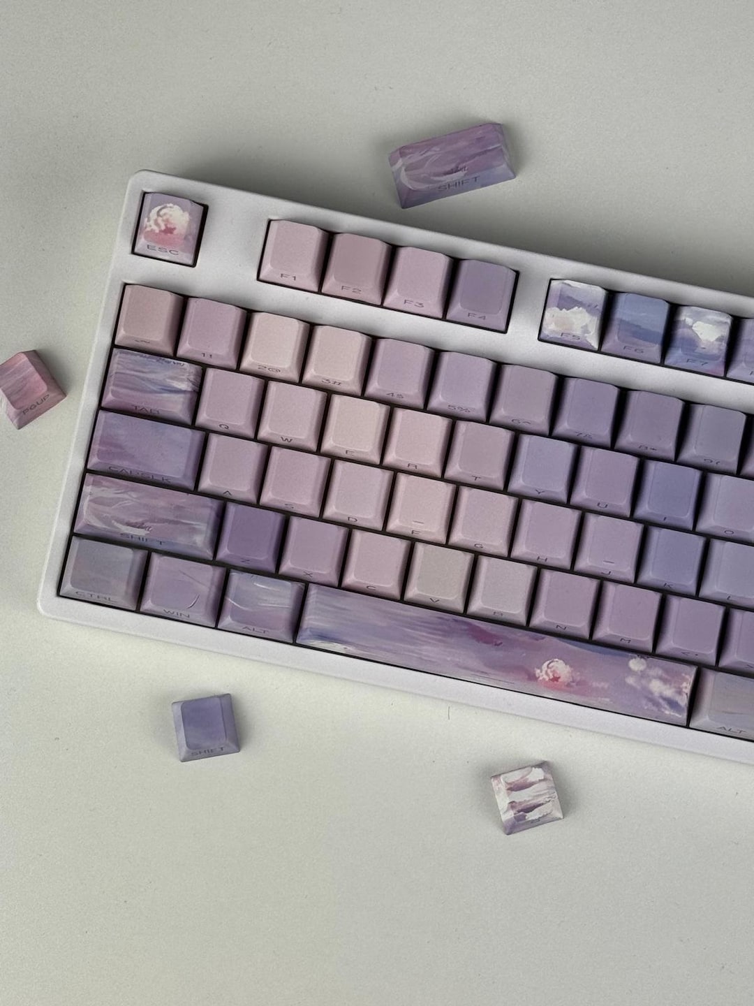 Minimalistic Gradient Purple Keycap Set, Watercolor Theme Keycaps ...