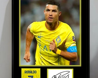 Cristiano Ronaldo Al Nassr FC 2024 ondertekend ingelijst A4 eerbetoon "Great Fathers Day Gift"