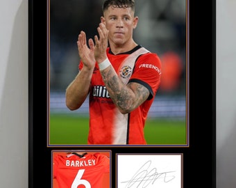 Ross Barkley Luton Town fc 2024, signiert, gerahmt, A4-Tribut „Tolles Vatertagsgeschenk“