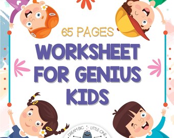 Preschool Activity Book Ages 2-4 | 65 Printable Learning Worksheets | Toddler Activities (Digital Download)
