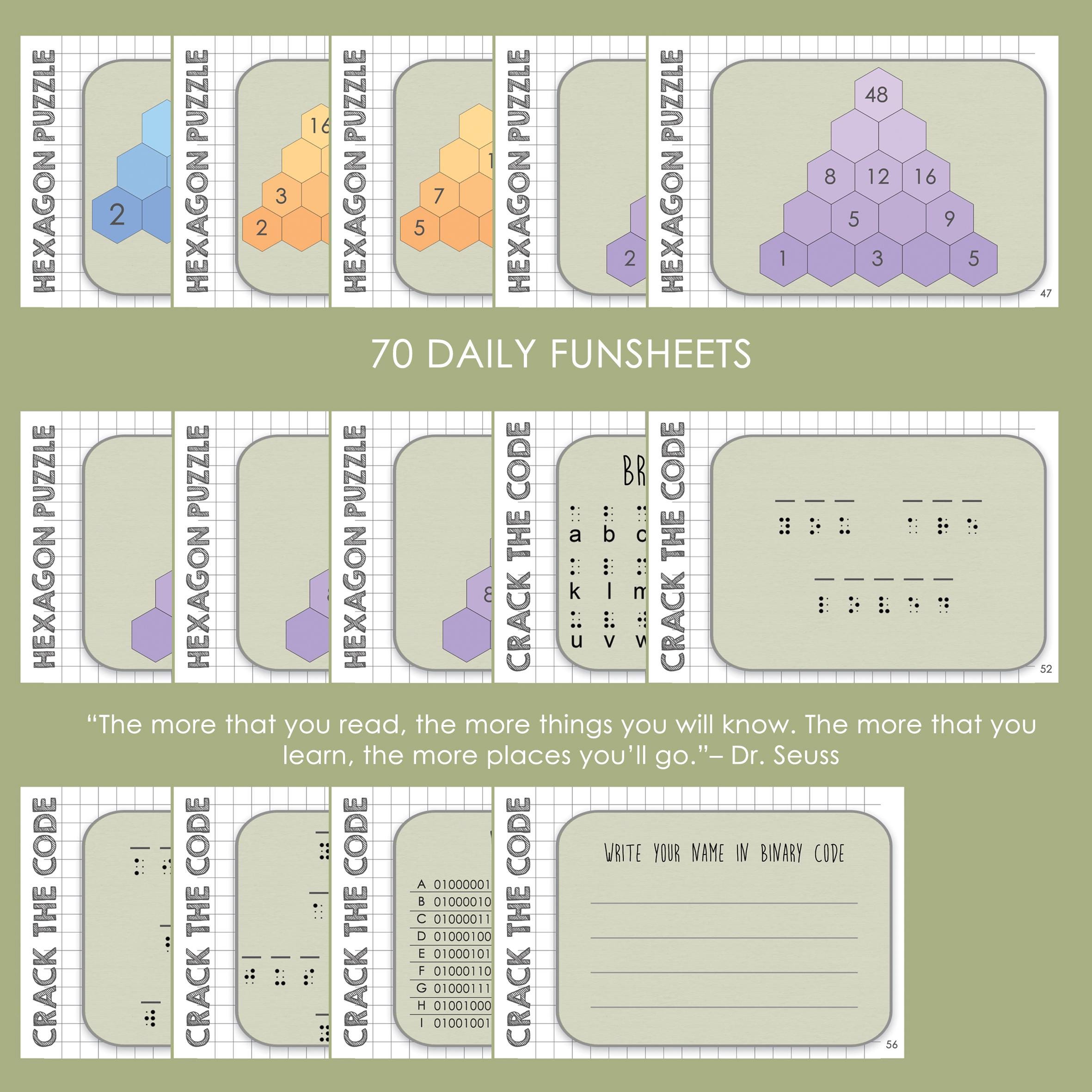 Daily Funsheet | 70 Flashcard - Worksheet, Kids Activities, Brain Teaser, Puzzle, Diorama ...