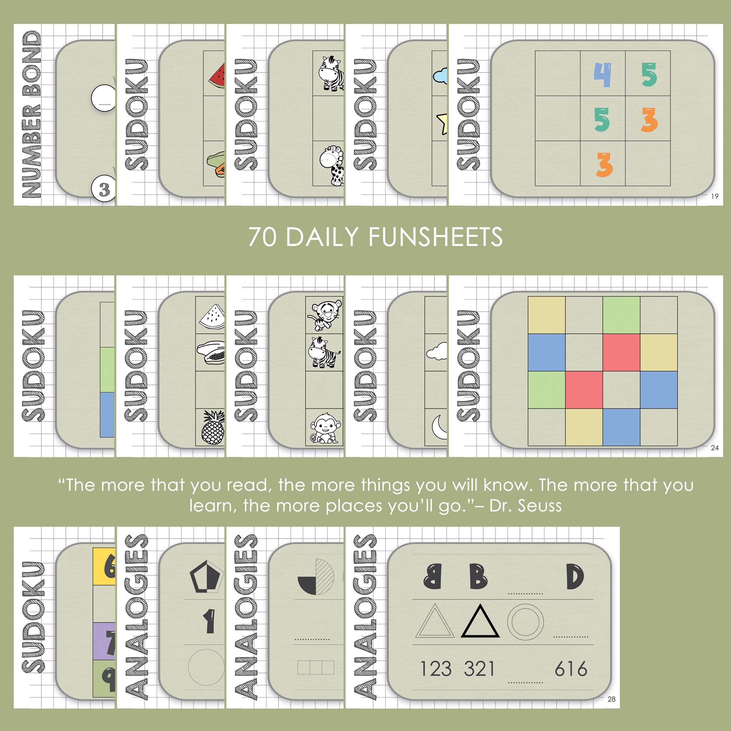 Daily Funsheet | 70 Flashcard - Worksheet, Kids Activities, Brain Teaser, Puzzle, Diorama ...