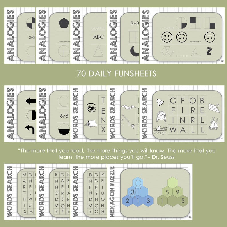 Daily Funsheet | 70 Flashcard - Worksheet, Kids Activities, Brain Teaser, Puzzle, Diorama ...