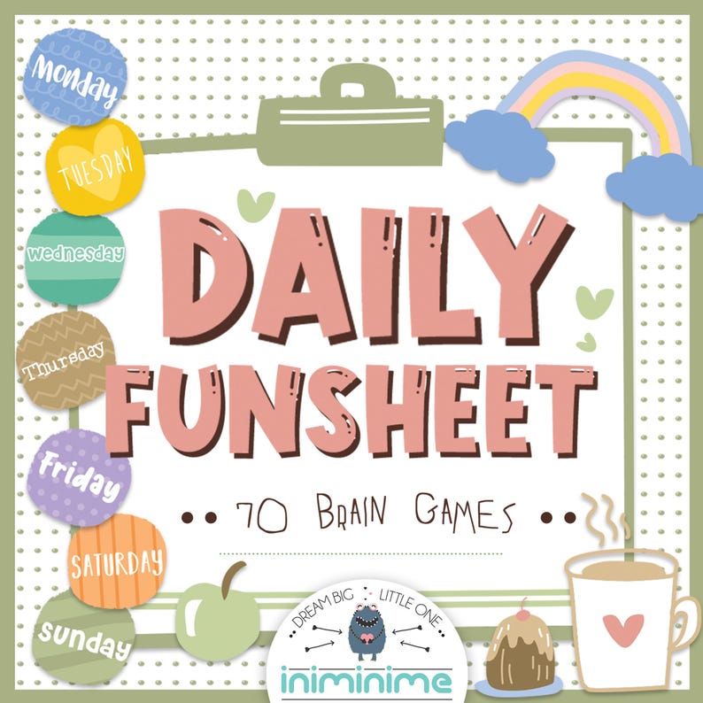 Daily Funsheet | 70 Flashcard - Worksheet, Kids Activities, Brain Teaser, Puzzle, Diorama ...