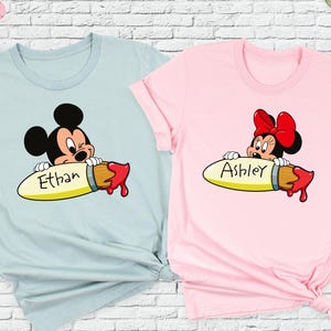 Custom Disney Teacher Shirts Back to School Tee, First Day of School Tee, Teachers Day Shirt, Teacher Name Shirt, Mickey Minnie School Tee