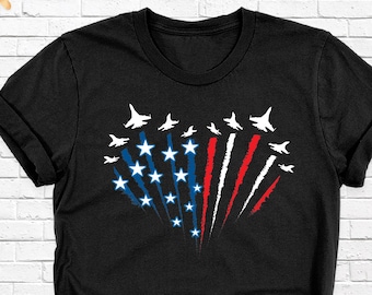 Realistic Jet Planes Tshirt, American Flag Fighter Jet Tee, Patriotic 4th of July Shirt, Bold American Flag Art Shirt, Independence Day Tee