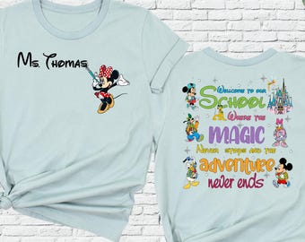 Disney Teacher Name Shirt, Custom Back to School Tee, First Day of School Shirt, Teacher Disney Disneyworld Shirt, Teacher School Gift Shirt