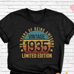 Vintage 90th Birthday Shirt, 1935 Birthday Party Group Tee, 90th Birthday Squad Tshirt, 70 Birthday Family Shirt, 90th Birthday Crew Shirt