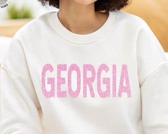 Custom Glitter Sweatshirt Sparkle Hoodie, Sparkly Sweater, Glitter Women Shirt, Glitter School Mascot Long Sleeve, Glitter Text Sweatshirt