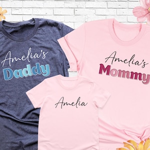 Custom Mommy Daddy Baby Family Matching Shirts, Personalized Family Tee, Family Name Shirt, New Baby Shirt, Mama Dada Mini Holiday Shirt