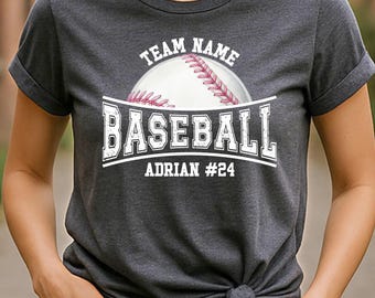 Baseball Team Shirts Custom Name Number Tee, Baseball Lover Tee, Baseball Mom Tshirt, Baseball Player Shirt, Game Day Shirt, Baseball Shirt