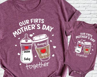 Our First Mothers Day Matching Mommy Baby Tee Shirt, Custom New Mom Baby Gift Tshirt, 1st Mothers Day Mom Girl Boy Outfits, Mom and Me Shirt