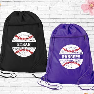 Custom Baseball Team Drawstring Backpack Bag, Personalized Baseball Bag, Baseball Bag, Kid Baseball Drawstring Bag, Baseball Name Backpack