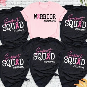 Breast Cancer Support Squad Shirt Pink Ribbon Warrior Tee, Cancer Awareness Tee, Breast Cancer Fighter Shirt, Custom Cancer Motivational Tee