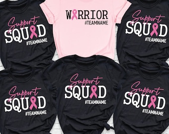 Breast Cancer Support Squad Shirt Pink Ribbon Warrior Tee, Cancer Awareness Tee, Breast Cancer Fighter Shirt, Custom Cancer Motivational Tee