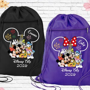 Disney Trip 2026 bag, Disney backpack, Disney Drawstring Bag, Disneyworld Bag, Custom Disneyland kids bag, Disney Minnie bag Mickey bag